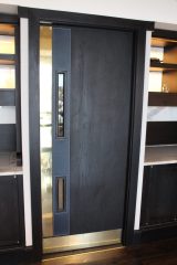 48-Dark oak stained door with VPs Leather & Brass