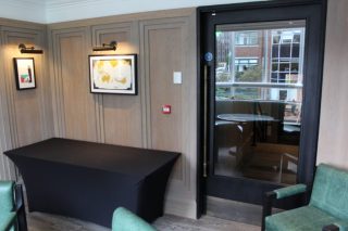50-Stained Oak Wall Panelling & glazed fire door